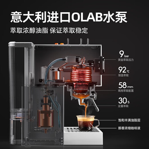 
Baicui Coffee Machine Italian Concentrated Dual Boiler Latte Home Office Full Semi-Auto Small Integrated Commercial Milk Froth American PE3888 Holiday Gift Straight Coffee Machine + PE3755S Bean Grinder Set