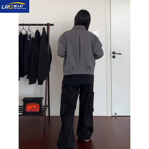 篱人归短款灰色西装外套男秋冬cleanfit行政夹克棉服垫肩美式夹棉棒球服 灰色 L (115-130斤)