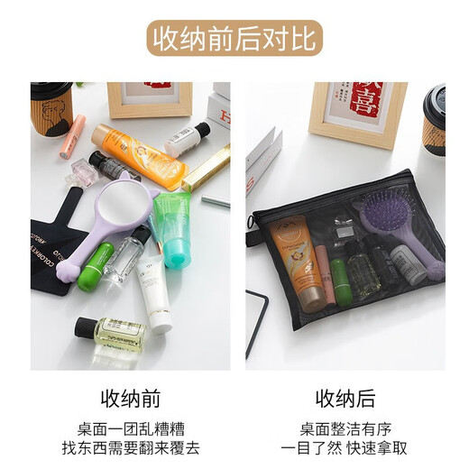 网纱洗漱包女2024新款便携大容量旅行口红护肤品收纳袋外出小背包 【亏本促销】1个装（中号）
