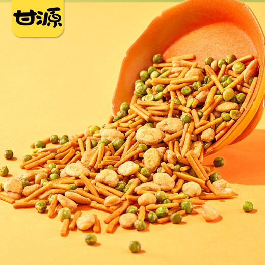 甘源烤肉味虾条豆果100g虾条蚕豆青豆儿童膨化休闲零食坚果炒货小包装