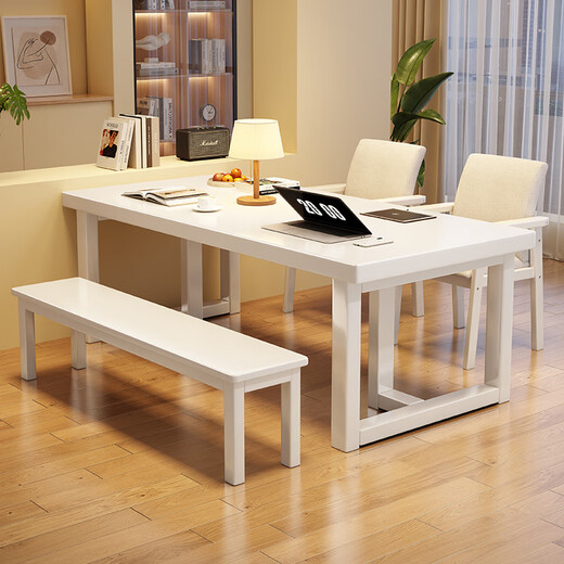 Yaqu all solid wood Zhuozi living room large long desk home dining table integrated workbench widened large board study table writing table C9902 ivory white single table 140x80x75cm desktop 65mm