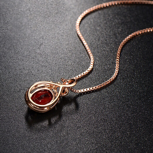 Fantimo 142ct garnet necklace for women rose gold inlaid with diamonds and colored gemstones necklace high-end gift 1.42ct garnet necklace SF Express