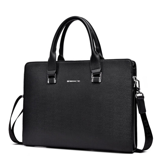 Kuqi Kangaroo Briefcase Men's Genuine Leather Business Bag Boutique Business Travel Men's Handbag Bag Horizontal Leather Bag Computer Bag #2# 1 Inch Blue Medium Single Bag #2# 1 Inch