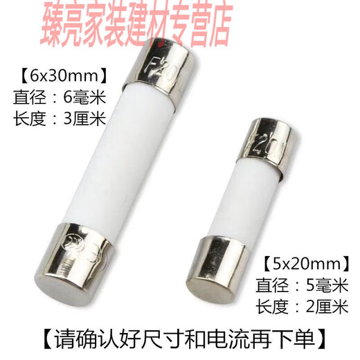 XMSJ陶瓷保险丝管F0.1A-F30A万用表/汽车行车记录仪/充气泵熔断器250V 6*30mm10个 F12250V