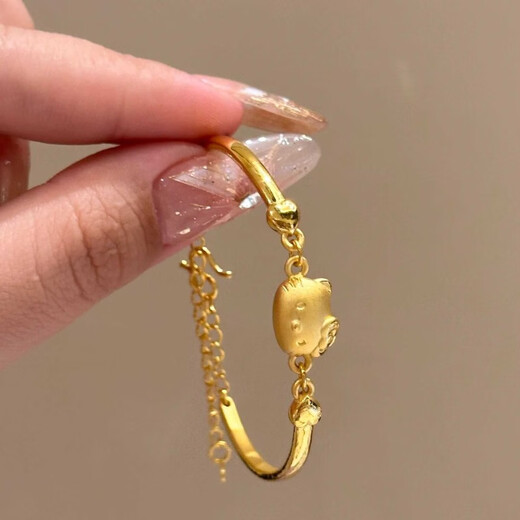Pupan Old Phoenix Gold Store Gold Kitty Cat Bracelet Sweet Princess Style 18k Gold Bracelet Female Internet Celebrity Y Cat Bracelet Chain