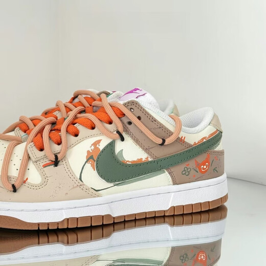 Nike (NIKE) custom shoes Dunk Low Fox's summer graffiti children's fun beige brown low-top shoes without return FD9922-151 Fox's summer custom style not 36.5