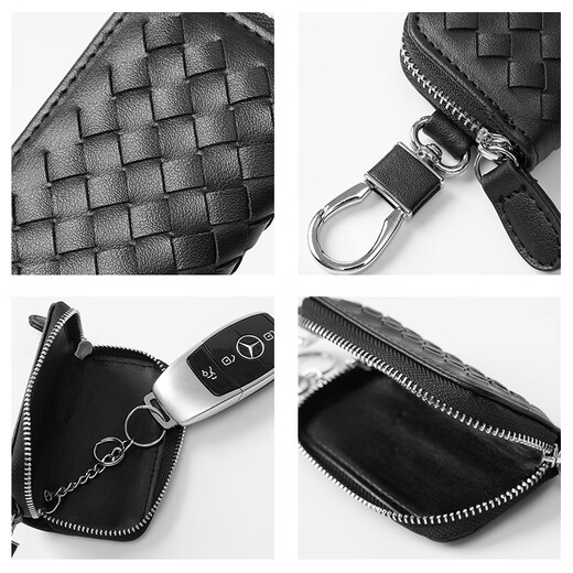 
YOOKDD Business Men's Small Bag Car Key Bag Men and Women Fashion Small Braided Car Key Padlock Bag New Coin Wallet Plaid