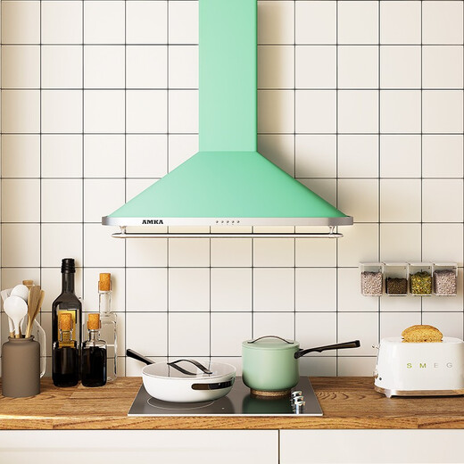 Amka Range Hood European White Retro Range Hood American Cream Style Appartement Small Décharge Petite taille Petit appartement Stove de gaz Set Large Tour d'aspiration Top Type d'aspiration Morning Morning 90 cm de large [Couleur à chaud]