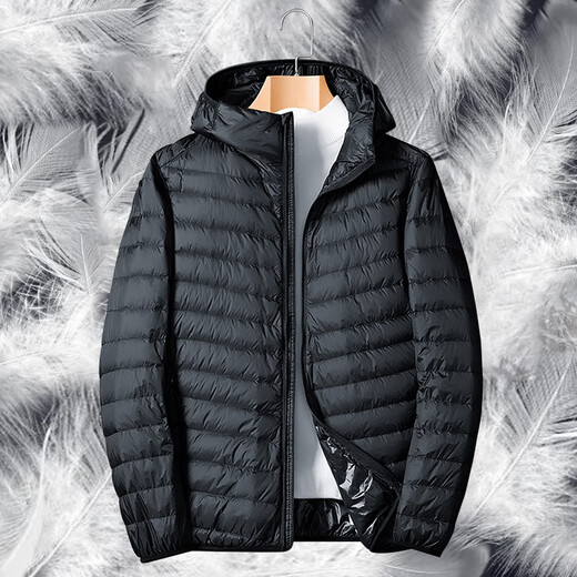 Woodpecker Lightweight Down Jacket Men's Short Winter Jacket Men's New Ultra-Light Casual Young and Middle-aged White Duck 16050 Black (Stand Collar) XL (140Jin Jin is equal to 0.5kg -160Jin Jin is equal to 0.5kg)
