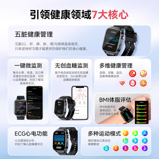 Doktor MIAO [Fünf interne Organe Risikoüberwachung] Hochvorbereitete dynamische intelligente Blutdrucküberwachung Watch Bludenzucker Trend Bewertung Blutlipid Harnsäure All-in-One-Maschine Nicht-invasiv