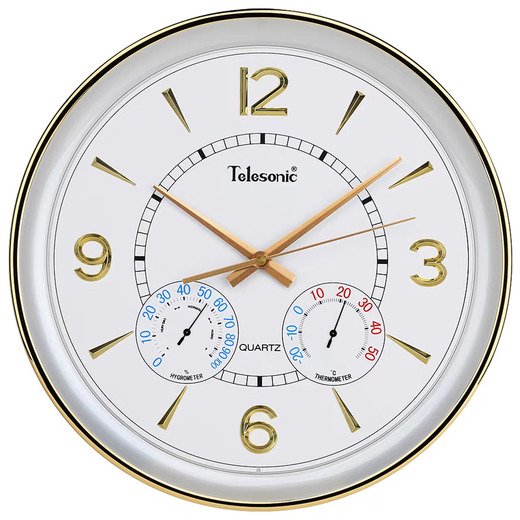 
Uranus Uranus 4618 round 34cm wall clock modern retro clock temperature and humidity design living room quartz clock hanging watch 6636-1 temperature and humidity 34cm 34cm