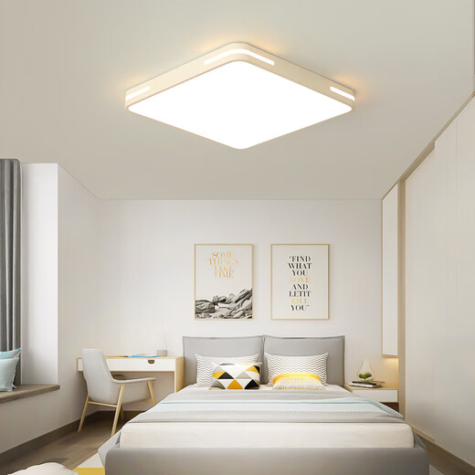 Jiavos einfache moderne Wohnzimmerlampe, Esszimmer, Schlafzimmer, Arbeitszimmer, Beleuchtung, ganzes Hauspaket, Kombinationslampen, erschwinglich, ganzes Haus, drei Farben, horizontale Linie, weiß, 40 x 40 quadratisch, weißes Licht