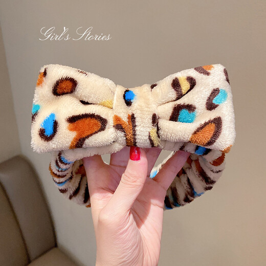 Meifuren Internet celebrity face wash headband Korean winter ladies wide-brimmed face wash headband bow headband hair accessories headdress New Year gift Year of the Tiger FD51 blue, white and pink stripes