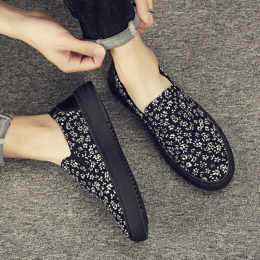Dick Lane Dick Renne Marke Leinwandschuhe Herren 2025 Sommer Neue faule Schuhe atmungsaktive Slebende Herren alte Peking -Stoffschuhe Freizeitbrettschuhe Schwarz 40