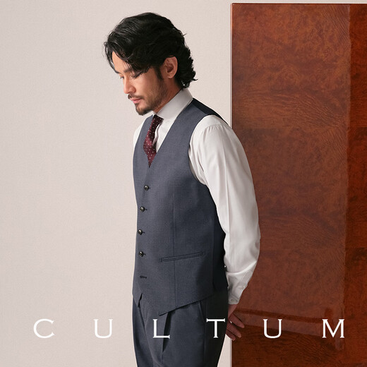 CULTUM【可机洗免熨烫】商务正装马甲男通勤修身西装马夹背心 纯黑色 XS (48B)