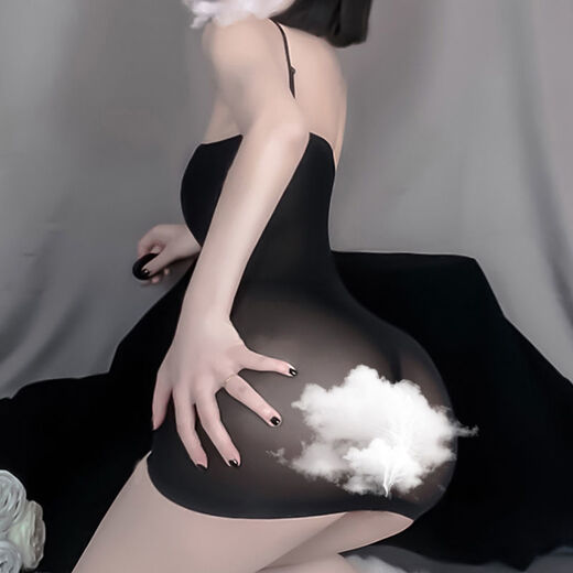 Chen Liji jk suit SM thong sexy transparent net dress women's large size transparent tight hip wrap suspender nightgown black open one-piece net dress