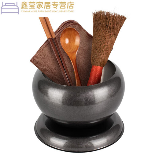 Bottle bowl and rice bowl in temple tableware vegetarian bowl monk rice bowl stainless steel double-layer heat insulation monk rice bowl for meal cotton bowl bag-coffee color