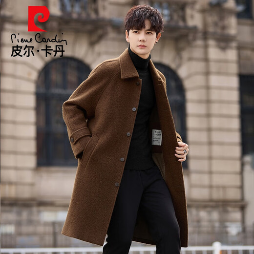 Pier Cardin High-End Light Luxury Woll Wollmantel für Herren Wollmantel mitten in der Länge 2025 Neuer Herbst und Winter verdickt warm braun grün l 175