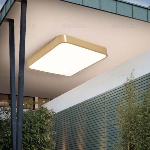 Tous cuivre en cuivre plafonnier Villa Villa Entrée Porte avant Asle Balconie Balconie étanche Ménage à feuilles carrées Terrasse lampe x3893 / grande taille 80 cm / trois couleurs réglables
