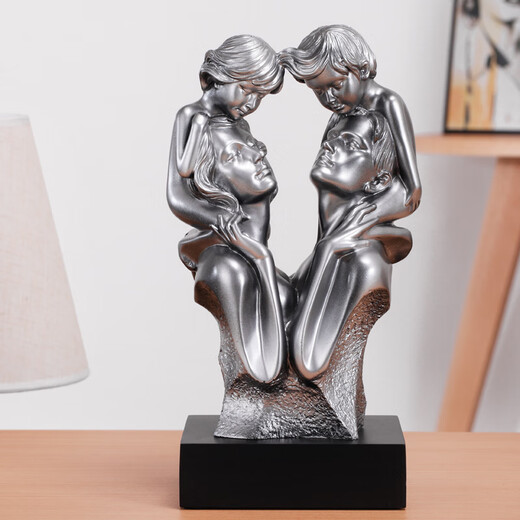 Jiuwen Leopard es adecuado para regalos para mujeres embarazadas. Familia de cuatro adornos para el décimo aniversario del aniversario de bodas. Pareja recién casada 15934 Silver + Grabado + embarazo (familia tres)