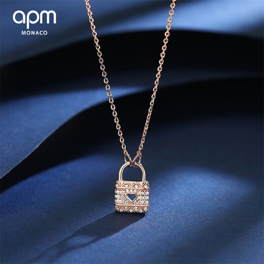 Apm baby love lock rose gold necklace fashion women simple fashion personality clavicle chain sweater chain