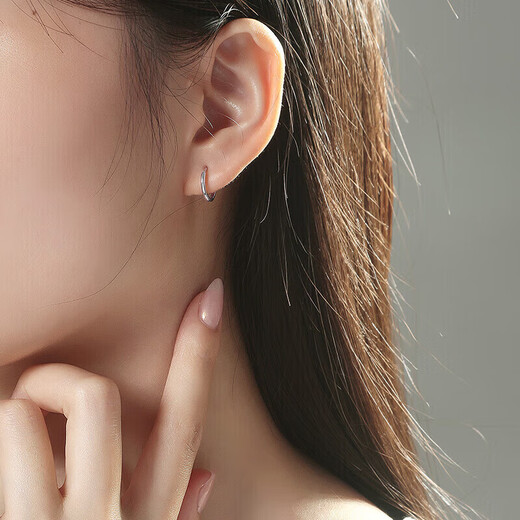 Safir platinum earrings PT950 white gold plain small earrings classic aperture earrings one pair about 1.5 grams