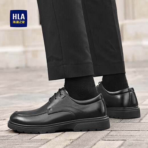 Hai Lan House HLA leather shoes men's first layer cowhide shoes men's classic British formal business casual shoes men T324 black 42