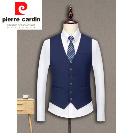 Pierre Cardin [French high-end brand] Men's suit vest, work vest, autumn groomsmen suit, brother suit, groom's wedding dress, group vest knitted business formal suit, professional fashion gentleman's dark blue vest XL