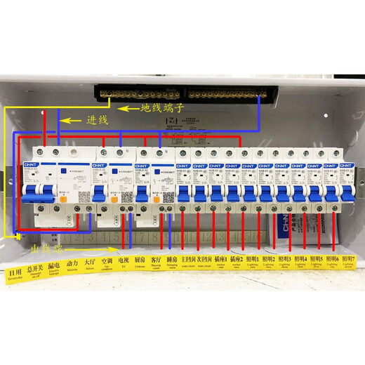 Three rooms and two living rooms, strong current box, 20-circuit distribution box, air switch set, concealed and exposed installation