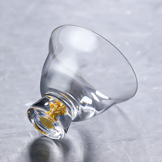 元青佳盛玻璃茶杯功夫茶具个人杯家用功夫茶具金箔品茗杯 684金箔高足杯