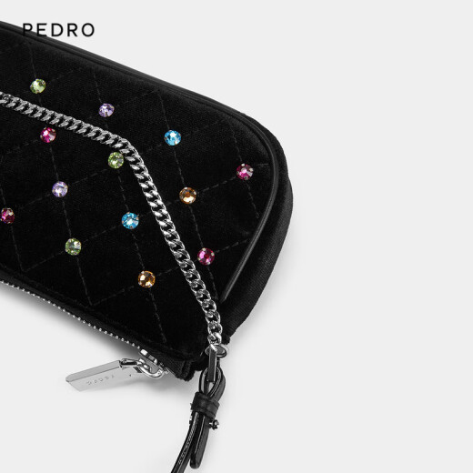 Pedro gem chain long wallet hand hold one shoulder armpit underarm women's bag PW4-66500012-1 Black S