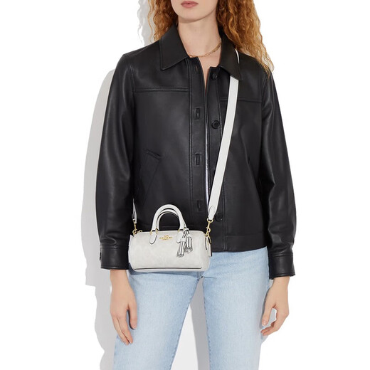 蔻驰（COACH） 女包 LACEY系列 经典老花流苏包笔筒包时尚气质斜挎包 CK689 冰川白 IMRFF