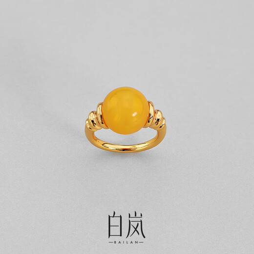 Bai Lan Ring Pattern Beeswax Ring Women's Single Ring Closed Niche High-end Temperament Birthday Gift for Wife 17# (56.2mm)