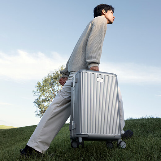 95% new Mijia Xiaomi suitcase 26-inch aluminum frame trolley case large capacity suitcase men's and women's password box leather case black