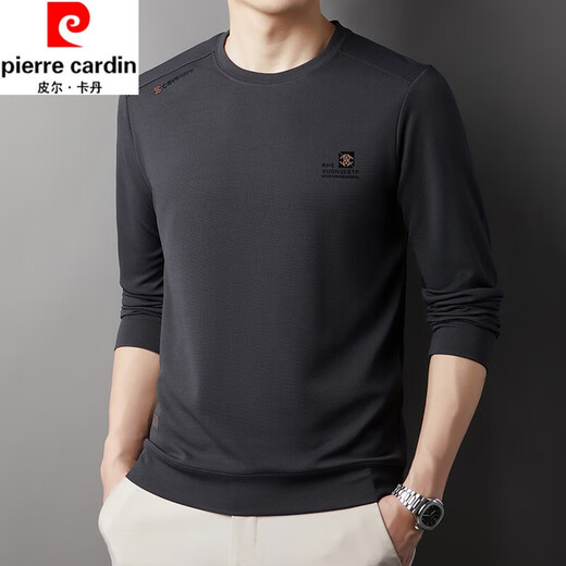 Pierre Cardin Camiseta suave de manga larga para hombres Pierre Cotton Cotton Men en otoño e invierno Nuevo suéter de cuello redondo lo suelto Camisa versátil de base versátil 829-Black 190/4xl recomendado 180-200Jin [Jin equivale a 0.5 kg]