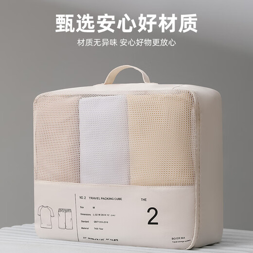 MEXEMINA Sac de Rangement de Voyage Sac de Rangement pour Valise Sac de reconditionnement Sac de vêtements de Voyage Portable Sac de Rangement pour sous-vêtements Beige No. 3 Sac de Rangement pour vêtements