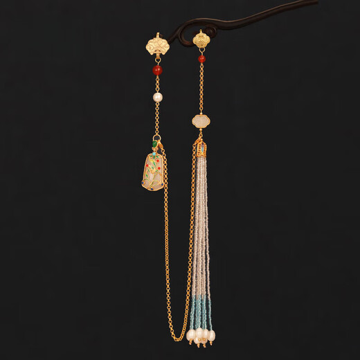 Shijun (SHIJUN) antique cheongsam pressed lapel brooch Chinese style pendant Chinese retro national style imitation pearl tassel Hanfu with ancient decoration, the icing on the cake