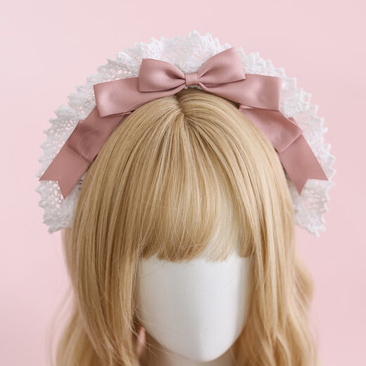 WEISHINI handmade cute Lolita hair accessories lo girl coffee maid KC headband lace bow headband decoration black