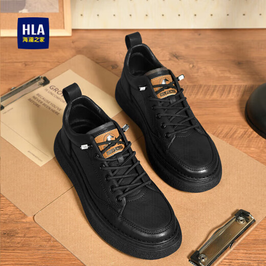 Heilan House HLA men's shoes casual leather shoes men's sneakers sneakers HAAXXM2AB70338 black 42