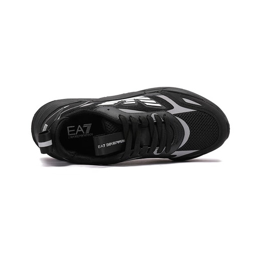 Armani (ARMANI)EA7 Men's Mesh Lace Thick Sole Casual Sneaker Gift Men X8X070 XK165 M826 Black Silver Eagle Logo 43.5 Brand Original Code 43 1/3
