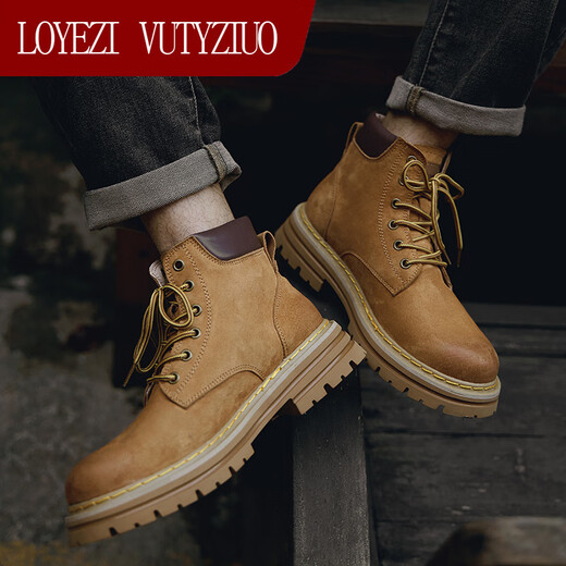 Loyzi Vutyziuo Martin Boots Herren Sommer New British Style High-Top-gelbe Stiefel Ehepaar Anti-Rutsch dicker Sohle Erhöhung Arbeit atmungsaktives Stiefel braun 41