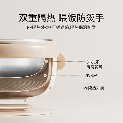 
YEEHOO baby food bowl special rice noodles water-filled insulation bowl constant temperature stainless steel children's full set tableware bowl