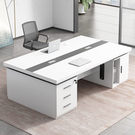 Boxen Boss Desk Double Desk Face to Face Combination Financial Desk Staff Desk Employee Desk Opposite Two Computer Desk 1.6 Meter Double Black Oak