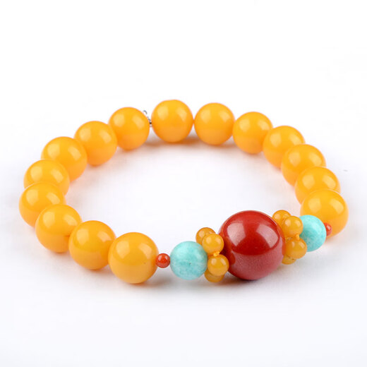 Her Generations Beeswax Ball Bracelet Chicken Fat Yellow Old Honey Amber Bracelet Cinnabar Transfer Beads Jewelry 10MM Beeswax (866931)