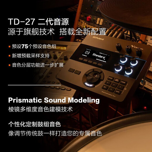 罗兰（Roland）电子鼓VAD307/507原声鼓腔棱镜模拟TD27KV2成人专业演奏电架子鼓 5鼓4镲VAD507+PM100+耳机礼包