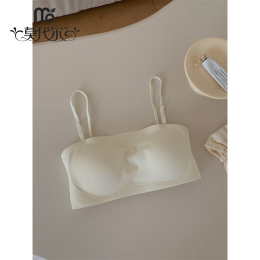 Modal strapless anti-slip tube top seamless underwear for women with big breasts, no steel ring, anti-sagging, breathable and beautiful back bra, off-white L -36/80