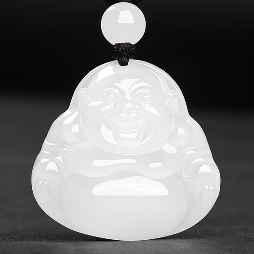 7000 Years Old Hetian Jade Pendant Mutton Fat White Guanyin Jade Pendant with Identification Certificate Jade Buddha (Medium Size)