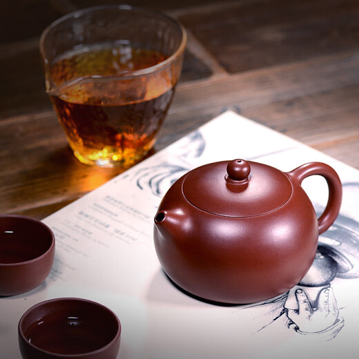 Centenary Liyong Yixing purple sand pot pure handmade raw ore Dahongpao Xishi pot Kung Fu tea set teapot one pot two cups set