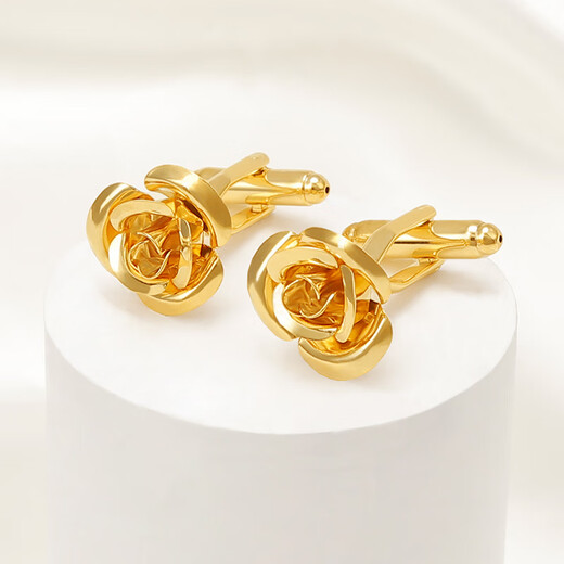 
IFSONG gold tie clip for men's classic simple business formal wear groom wedding tie pin Korean version security collar clip golden rose [tie clip cufflink]