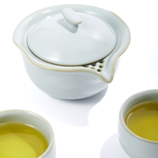Yaci Ru Kiln Tea Set Travel Set Teapot Teacup Ceramic One Pot Two Cups Three-piece Set Ru Ci Yin Nian Set